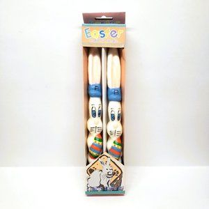 Vintage Amglo Easter 10" Taper Candle Bunny Rabbit Egg Set Lot x2 New in Box